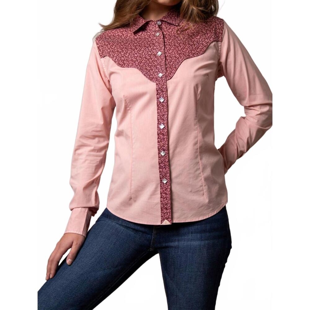 NEW KIMES RANCH birdie pearl snap shirt in pink